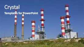  Presentation with power plant industrial - Audience pleasing presentation theme consisting of industrial power plant and oil refinery at porto portugal backdrop and a ocean colored foreground