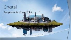  Presentation with power plant industrial - PPT theme enhanced with industrial-power-plant-with-smokestack background and a light blue colored foreground