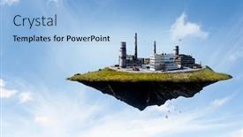 Presentation with power plant industrial - Presentation theme with industrial-power-plant-with-smokestack background and a light blue colored foreground