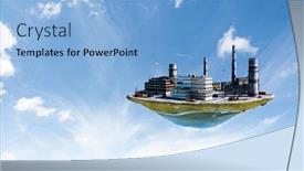  Presentation with power plant industrial - Audience pleasing slide set consisting of industrial-power-plant-with-smokestack backdrop and a light blue colored foreground