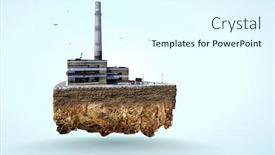  Presentation with power plant industrial - Audience pleasing PPT theme consisting of industrial-power-plant-with-smokestack backdrop and a cool aqua colored foreground
