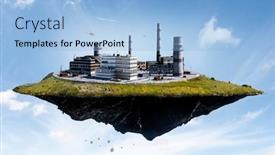  Presentation with industrial power - Audience pleasing slide set consisting of industrial-power-plant-with-smokestack backdrop and a light blue colored foreground