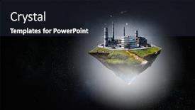  Presentation with power plant industrial - Presentation theme consisting of industrial-power-plant-with-smokestack background and a tawny brown colored foreground