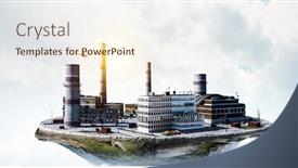  Presentation with industrial power - PPT theme having industrial-power-plant-with-smokestack background and a cream colored foreground