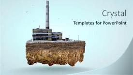 Presentation with power plant industrial - PPT layouts with industrial-power-plant-with-smokestack background and a cool aqua colored foreground