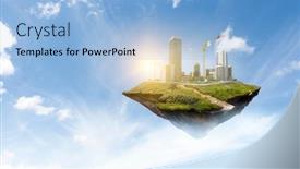  Presentation with industrial power - Beautiful presentation theme featuring industrial-power-plant-with-smokestack backdrop and a light blue colored foreground