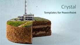  Presentation with industrial power - PPT theme featuring industrial-power-plant-with-smokestack background and a sky blue colored foreground