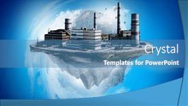  Presentation with power plant industrial - PPT theme consisting of industrial-power-plant-with-smokestack and a  colored foreground