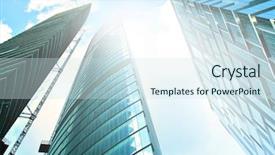  Presentation with high rise building - Slides consisting of industrial projects - panoramic and perspective wide angle background and a sky blue colored foreground