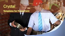  Presentation with manufacturing - Theme with industrial projects - two architectures at a manufacturing background and a tawny brown colored foreground