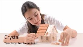  Presentation with property - Theme enhanced with industrial property - cool girl building house isolated background and a coral colored foreground