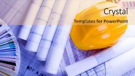  Presentation with house - Beautiful slides featuring industrial property - house plan blueprints backdrop and a  colored foreground