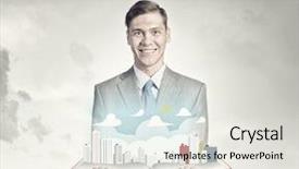  Presentation with open book spiral - Presentation design enhanced with industrial property management - businessman holding opened book background and a light gray colored foreground