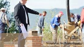  Presentation with property management - Cool new slide set with industrial property management - working and building on new backdrop and a coral colored foreground