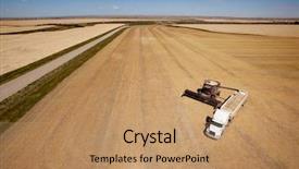  Presentation with semi truck - Slide deck having industrial pulse - aerial shot of a combine background and a coral colored foreground