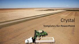  Presentation with harvest - PPT theme having industrial pulse - combine unloading a harvest background and a coral colored foreground