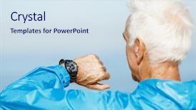  Presentation with pulse - Slides featuring industrial pulse - runner checking his performance results background and a  colored foreground