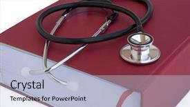  Presentation with pulse - Presentation theme enhanced with industrial pulse - stethoscope and vademecum isolated background and a  colored foreground