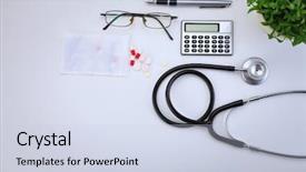  Presentation with pulse - PPT theme featuring industrial pulse - top view of the stethoscope background and a lemonade colored foreground