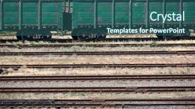  Presentation with transportation infrastructure - Beautiful PPT theme featuring industrial railroad and infrastructure cargo backdrop and a ocean colored foreground