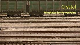  Presentation with transportation infrastructure - Beautiful slide deck featuring industrial railroad and infrastructure cargo backdrop and a tawny brown colored foreground