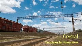  Presentation with power supply - Presentation design having industrial-railway-wagons-rails background and a tawny brown colored foreground