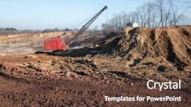  Presentation with excavator - Audience pleasing PPT theme consisting of industrial red excavator working backdrop and a tawny brown colored foreground