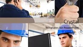  Presentation with related - PPT layouts featuring industrial related collage background and a coral colored foreground