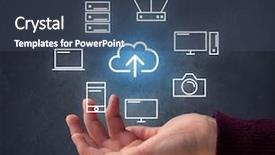  Presentation with hovering - Theme having industrial relations - cloud and computing related icons background and a ocean colored foreground