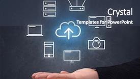  Presentation with cloud computing - Cool new PPT theme with industrial relations - cloud and computing related icons backdrop and a ocean colored foreground