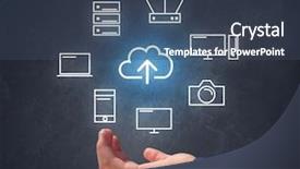  Presentation with hovering - Audience pleasing PPT layouts consisting of industrial relations - cloud and computing related icons backdrop and a ocean colored foreground