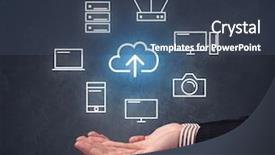  Presentation with hovering - Theme having industrial relations - cloud and computing related icons background and a ocean colored foreground