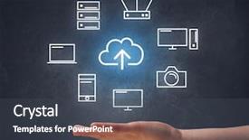  Presentation with cloud computing - Slide deck consisting of industrial relations - cloud and computing related icons background and a dark gray colored foreground