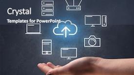  Presentation with cloud computing - Slides having industrial relations - cloud and computing related icons background and a ocean colored foreground