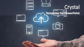  Presentation with cloud computing - Beautiful theme featuring industrial relations - cloud and computing related icons backdrop and a  colored foreground