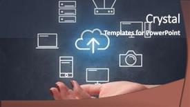  Presentation with cloud computing - PPT layouts featuring industrial relations - cloud and computing related icons background and a  colored foreground