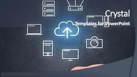  Presentation with cloud computing - Amazing slide set having industrial relations - cloud and computing related icons backdrop and a ocean colored foreground