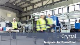  Presentation with relationship - Theme with industrial relationship - blurred motion of business people background and a ocean colored foreground