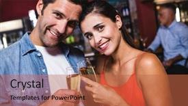  Presentation with couple in christ - Colorful theme enhanced with industrial relationship - portrait of couple enjoying champagne backdrop and a red colored foreground