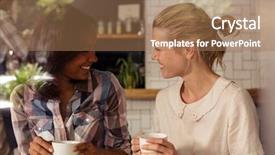  Presentation with bar drinks wine - PPT theme consisting of industrial relationship - two customers drinking coffee background and a coral colored foreground