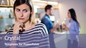  Presentation with upset - PPT layouts having industrial relationship - upset woman with hand background and a ocean colored foreground