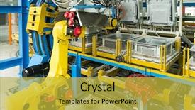  Presentation with industrial robot - Colorful PPT theme enhanced with industrial robot on production line backdrop and a  colored foreground