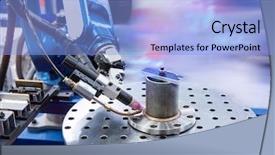  Presentation with welding - Cool new slide deck with industrial robotic arm for welding backdrop and a light blue colored foreground