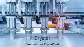  Presentation with robotic arm - PPT layouts with industrial-robotic-arm-manipulator-manufacturing background and a light blue colored foreground