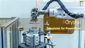 Presentation with industrial engineering - PPT theme consisting of industrial-robotic-arm-manipulator-manufacturing background and a tawny brown colored foreground
