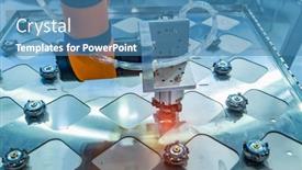  Presentation with robotic arm - PPT theme featuring industrial-robotic-arm-manipulator-manufacturing background and a teal colored foreground