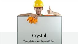  Presentation with builder - Amazing presentation theme having industrial safety - builder isolated on the white backdrop and a light gray colored foreground