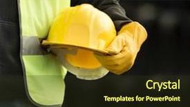  Presentation with builder - Presentation with industrial safety - builder with small computer background and a tawny brown colored foreground