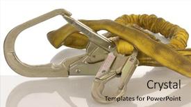  Presentation with occupational health safety - Slide set having industrial safety harness equipment background and a coral colored foreground