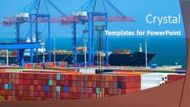  Presentation with transportation infrastructure - Theme featuring industrial-seaport-infrastructure-commercial-dock background and a teal colored foreground